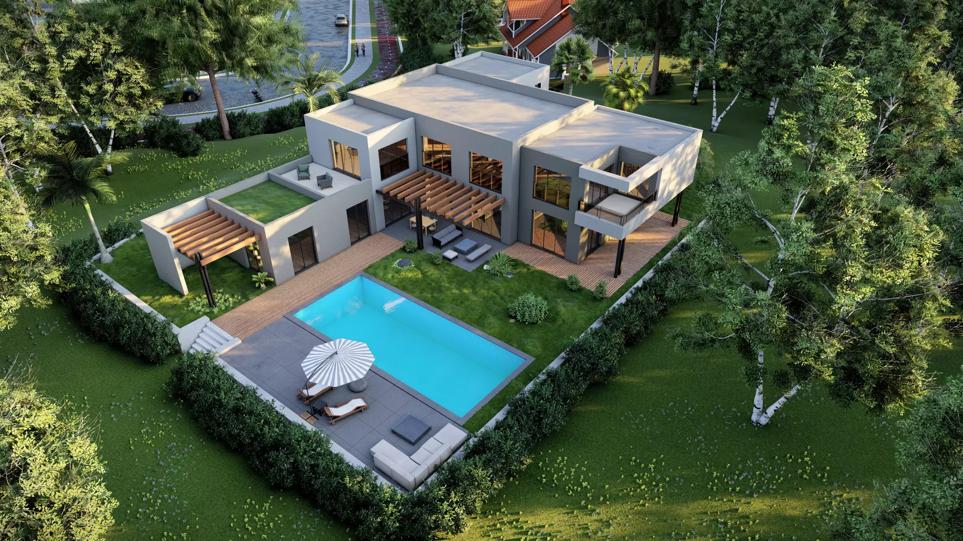 2 Storey Villa with Swimming Pool 3D model_0