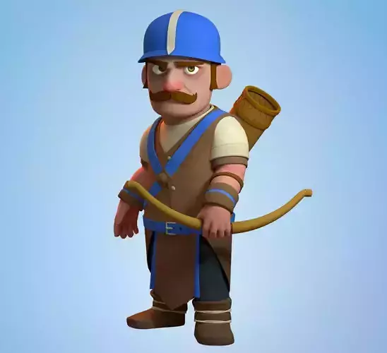 Cartoon Archer Character Rigged