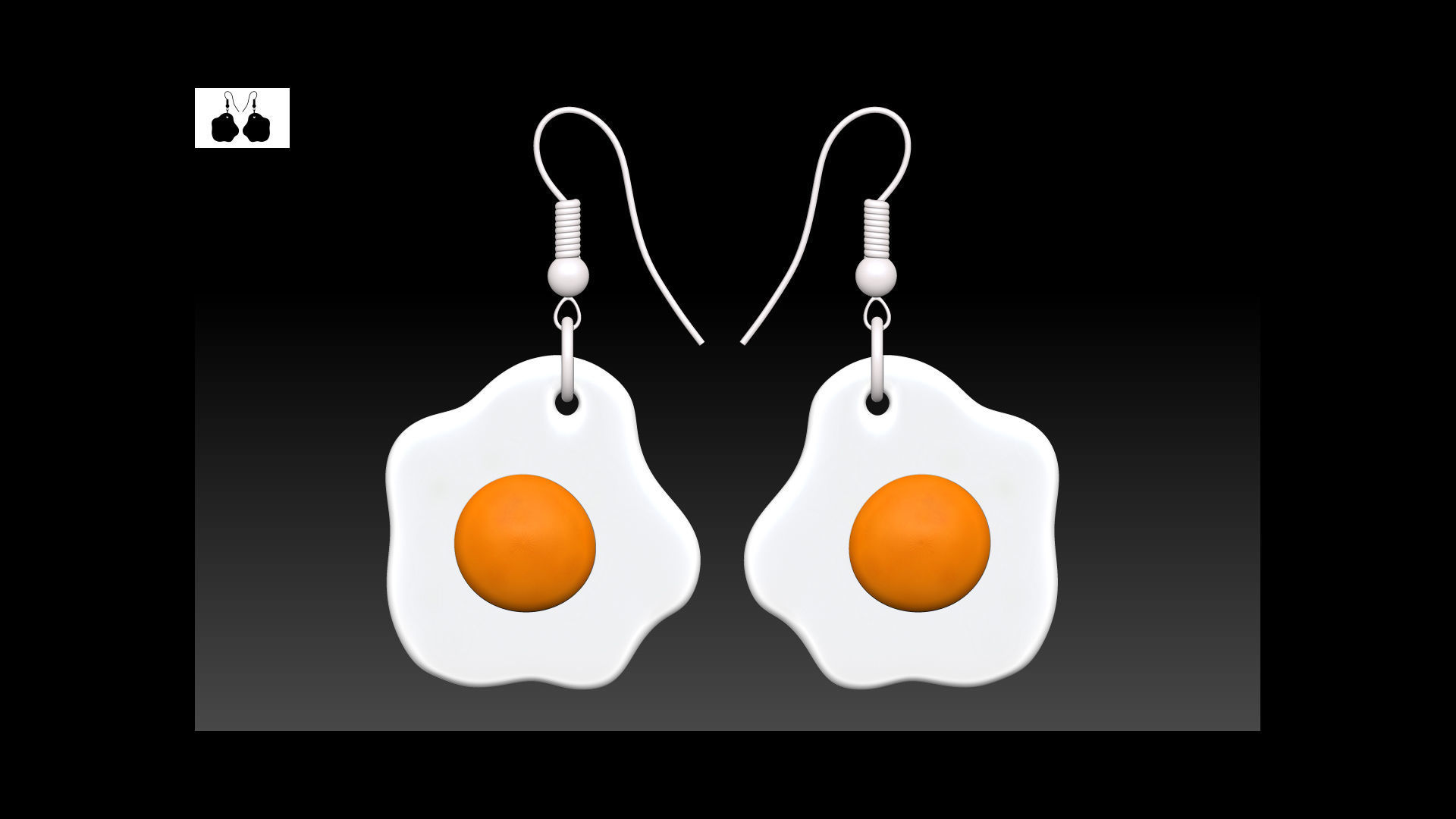 Fried eggs earrings ready for 3D printing 3D print model_12