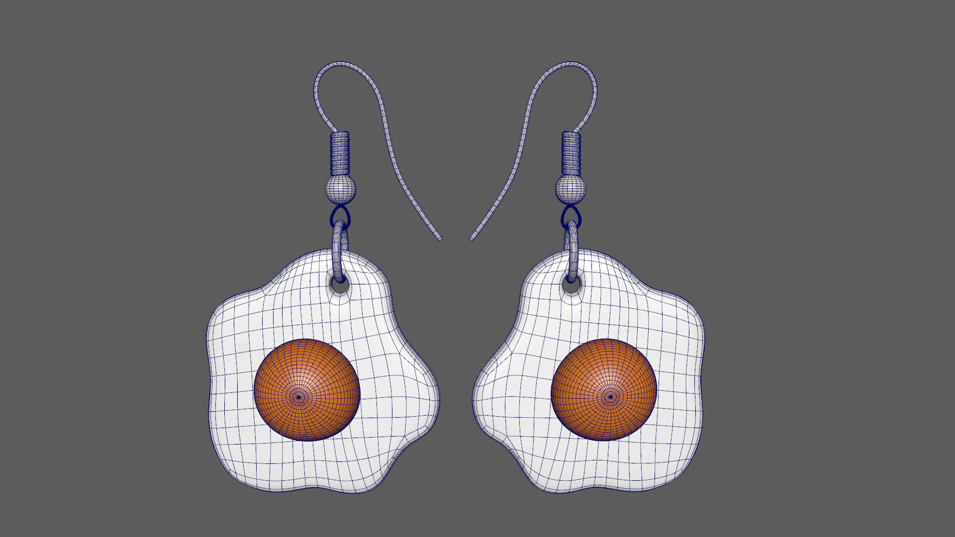 Fried eggs earrings ready for 3D printing 3D print model_14