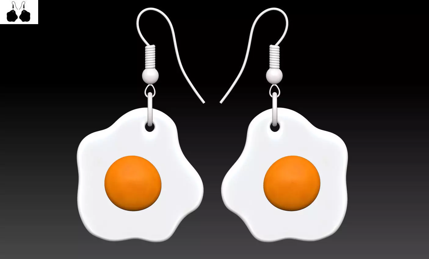 Fried eggs earrings ready for 3D printing 3D print model_0