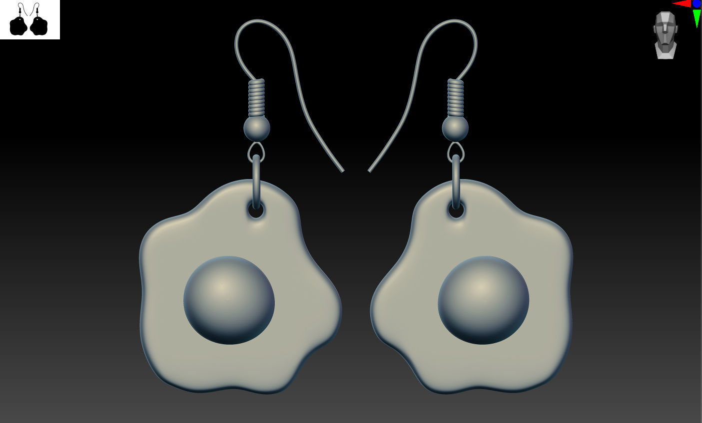 Fried eggs earrings ready for 3D printing 3D print model_1