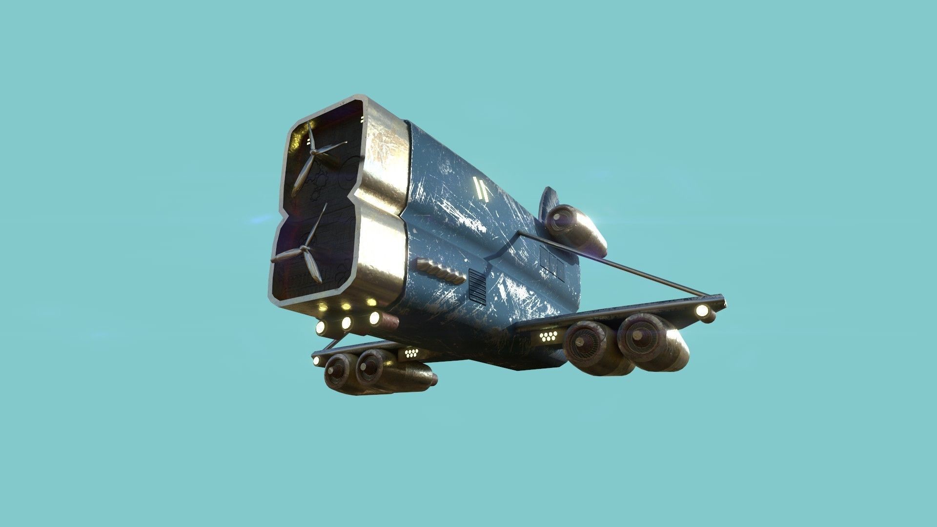 Aircraft Spaceship 02 - Futuristic Spacecraft Airship Low-poly 3D model_2