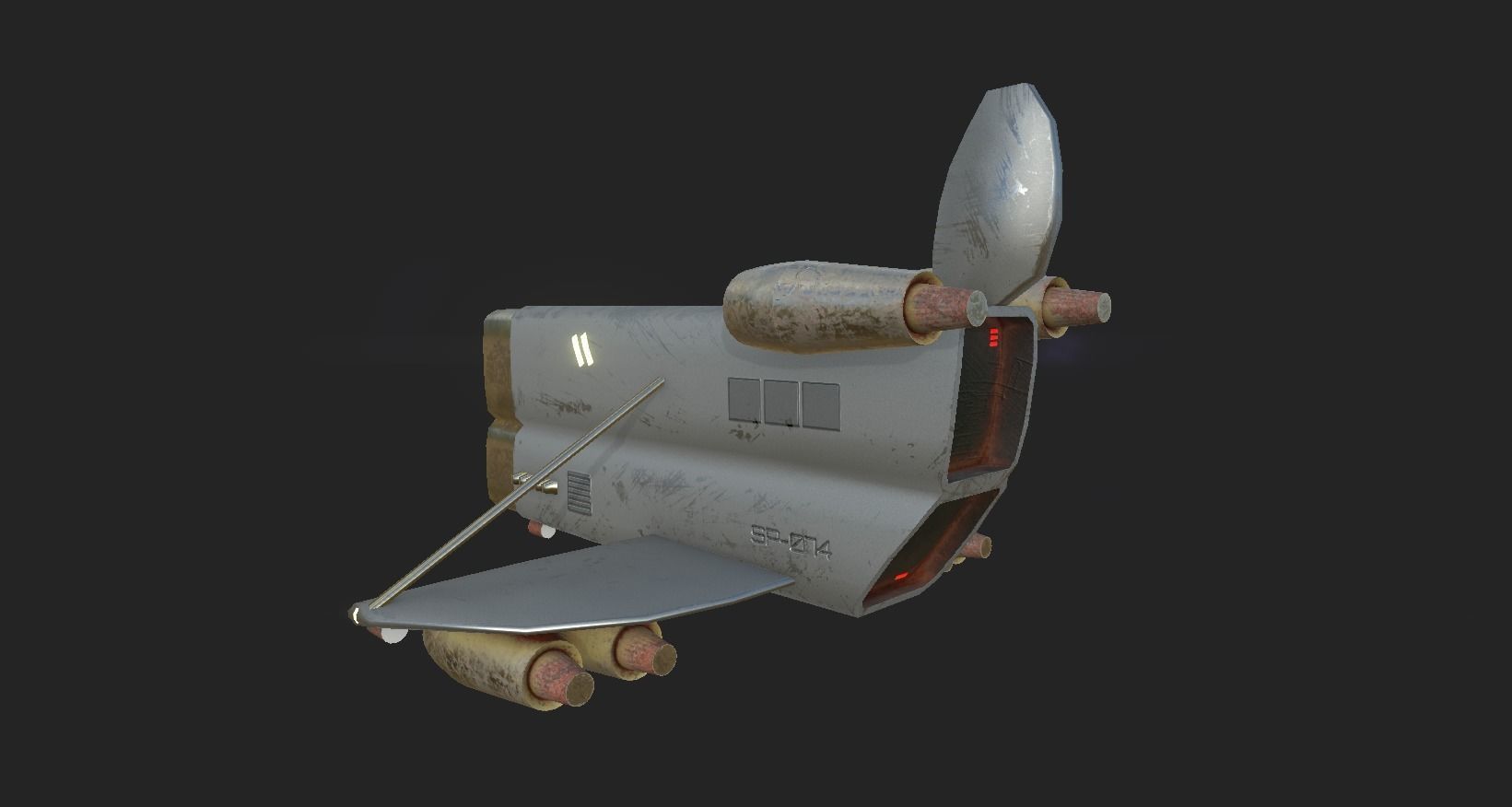 Aircraft Spaceship 02 - Futuristic Spacecraft Airship Low-poly 3D model_9