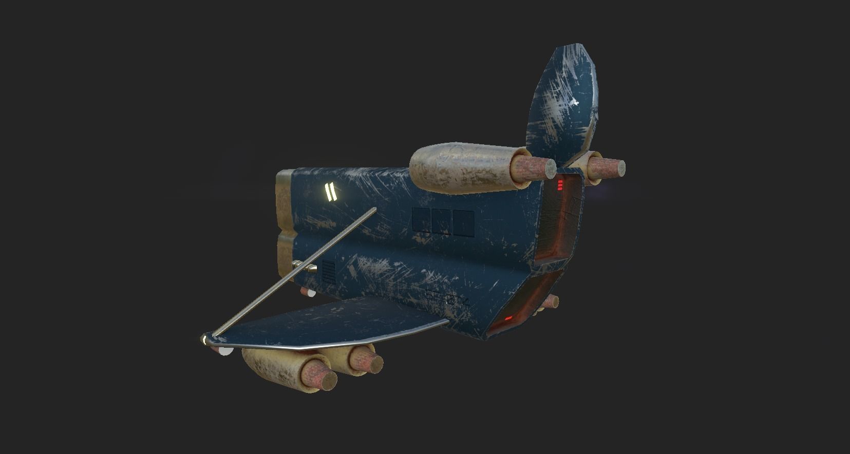 Aircraft Spaceship 02 - Futuristic Spacecraft Airship Low-poly 3D model_8