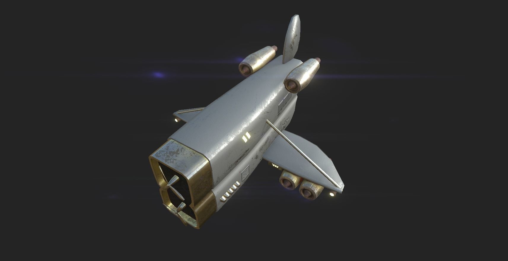 Aircraft Spaceship 02 - Futuristic Spacecraft Airship Low-poly 3D model_5