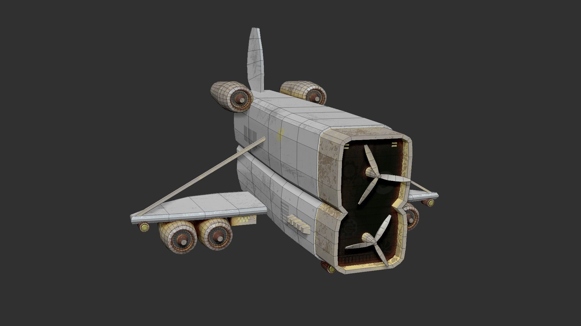 Aircraft Spaceship 02 - Futuristic Spacecraft Airship Low-poly 3D model_14