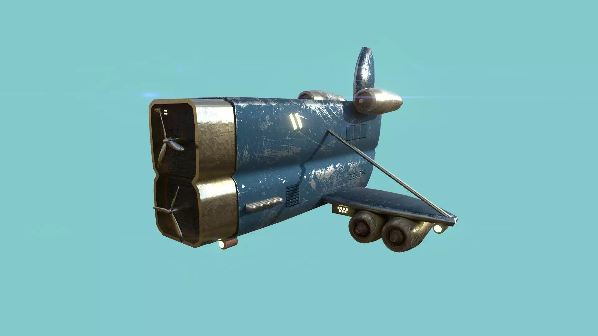 Aircraft Spaceship 02 - Futuristic Spacecraft Airship Low-poly 3D model_0