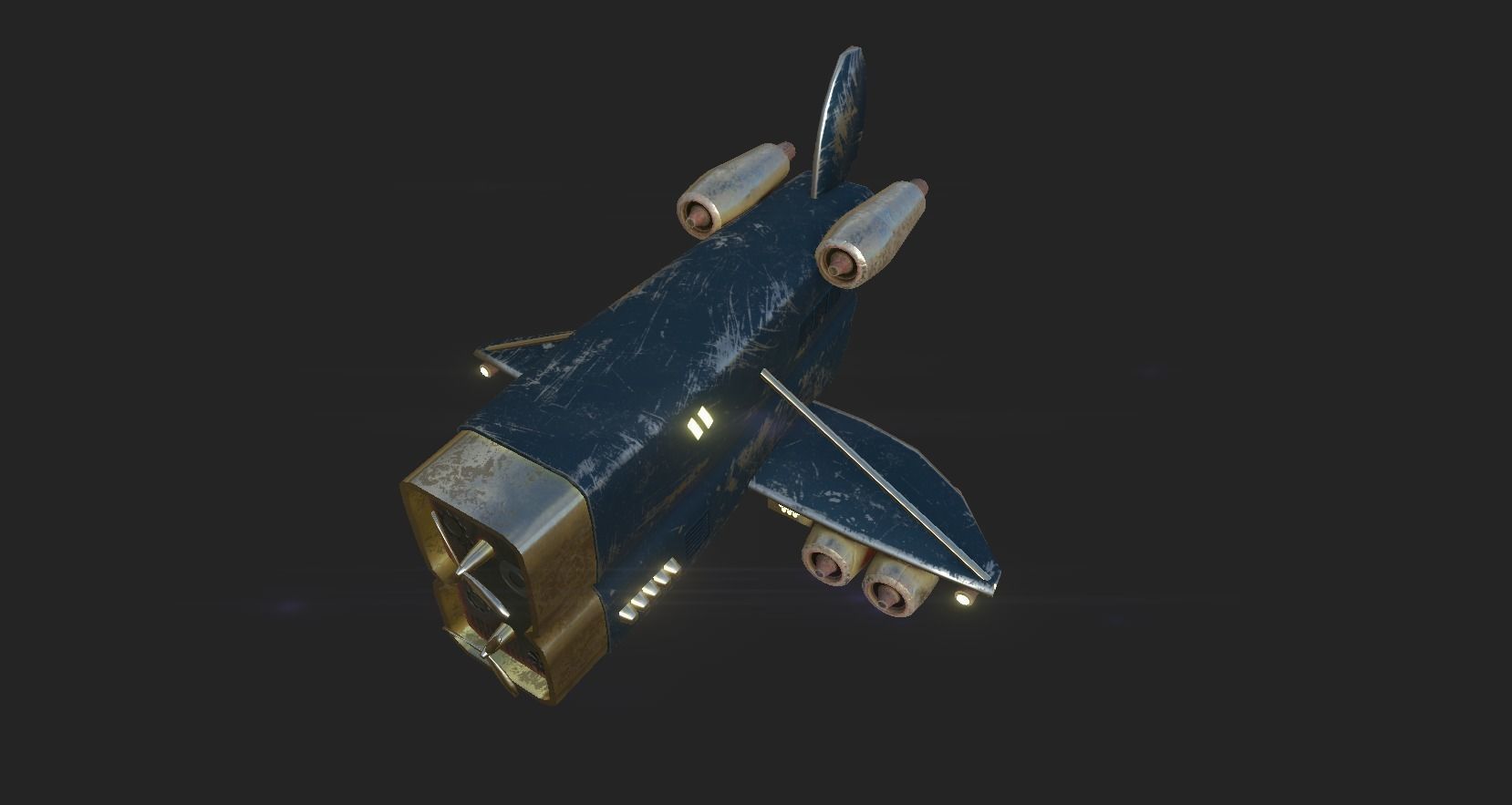 Aircraft Spaceship 02 - Futuristic Spacecraft Airship Low-poly 3D model_4