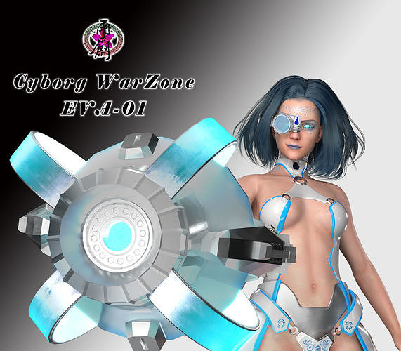 Cyborg War Zone - Eva01 Low-poly 3D model
