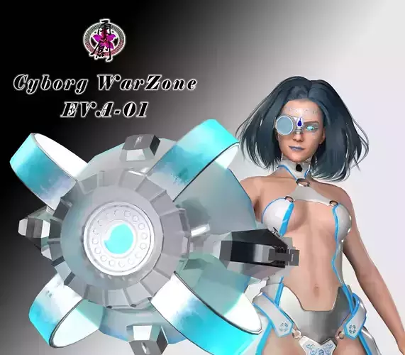 Cyborg War Zone - Eva01 Low-poly 3D model