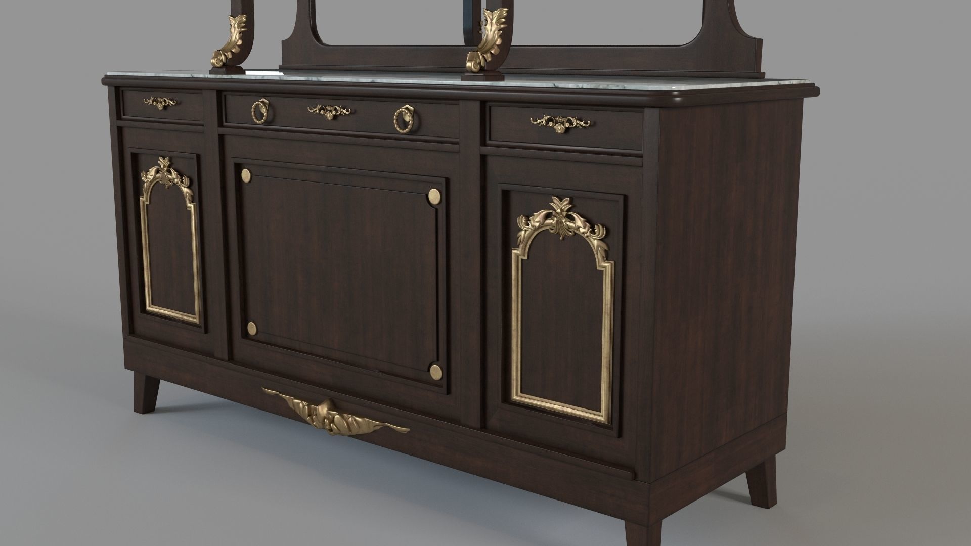 Antique Cabinet 3D model_2