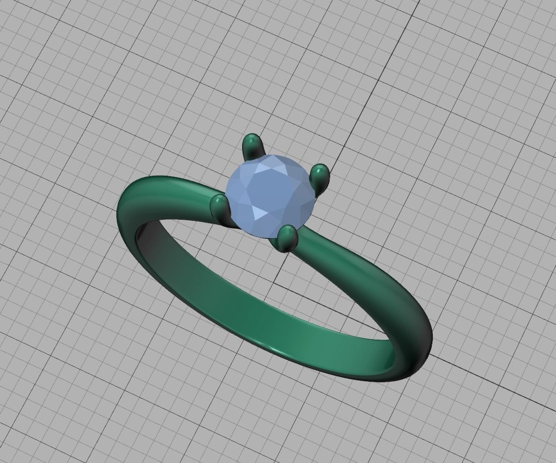 Solitaire Ring 4Claw design 5mm Stone 3dmodel 3D print model_15