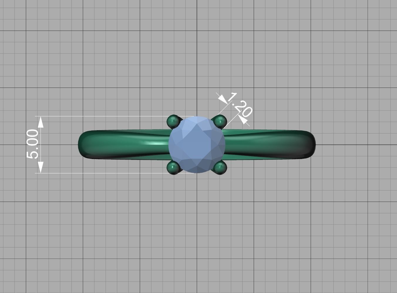 Solitaire Ring 4Claw design 5mm Stone 3dmodel 3D print model_13