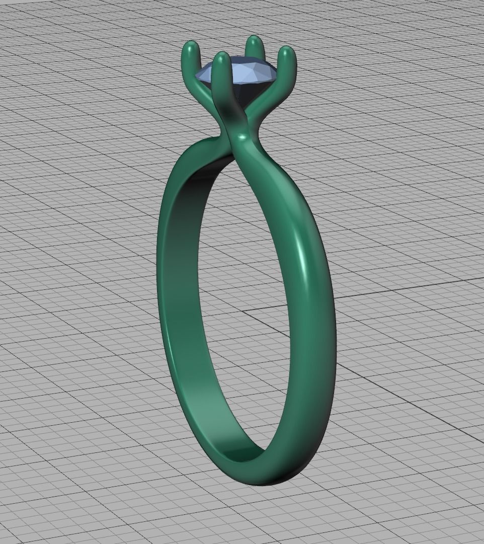 Solitaire Ring 4Claw design 5mm Stone 3dmodel 3D print model_14