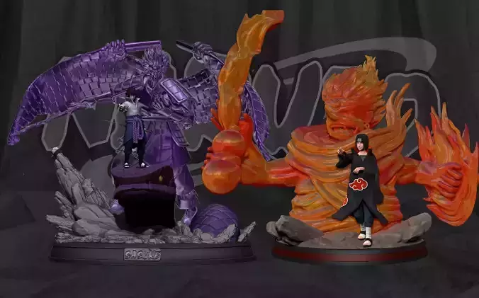 Sasuke and Itachi with Susano Diorama Satatue - Naruto shippuden 3D Model Collection