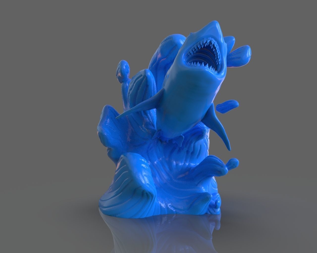 Jumping Shark Sculpure and ZBrush Timelapse 3D print model_7