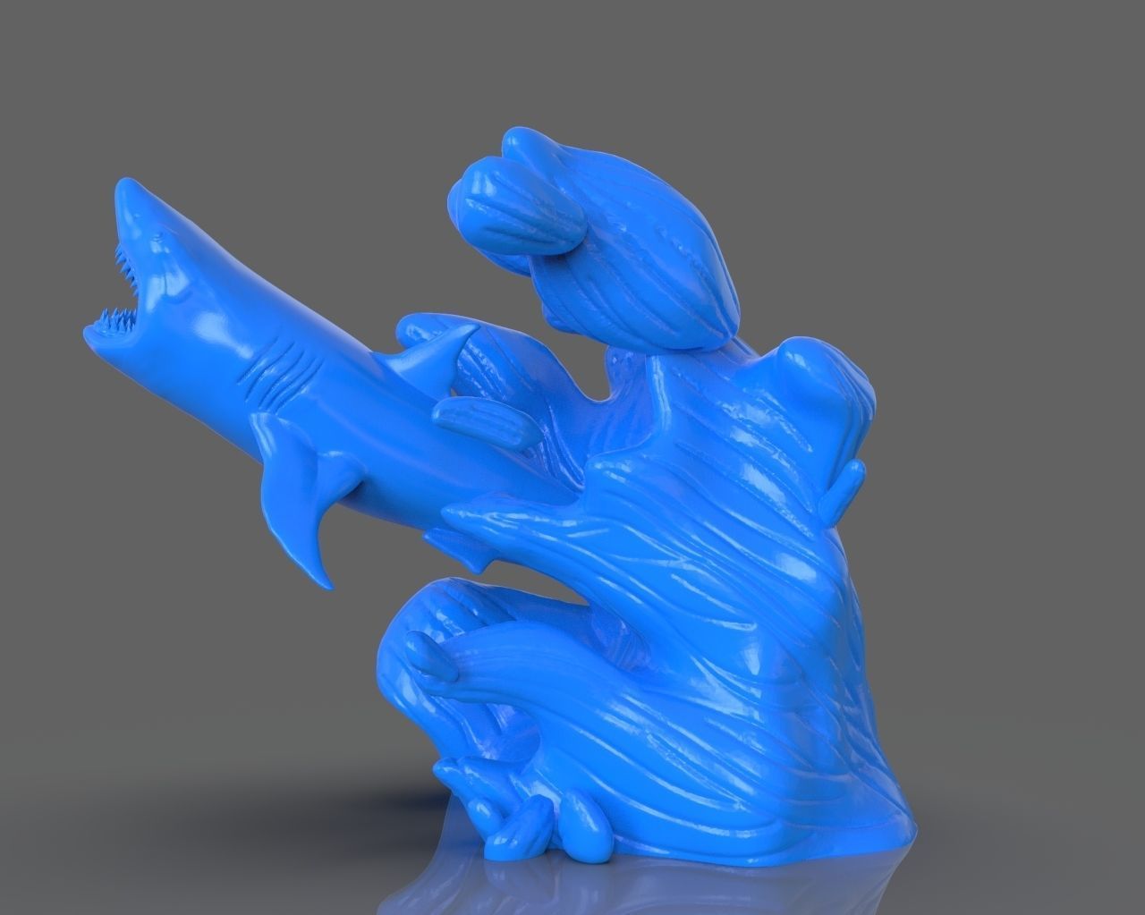 Jumping Shark Sculpure and ZBrush Timelapse 3D print model_1