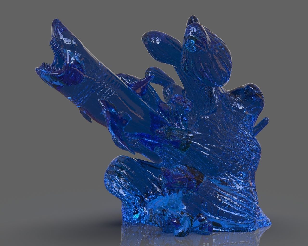 Jumping Shark Sculpure and ZBrush Timelapse 3D print model_16