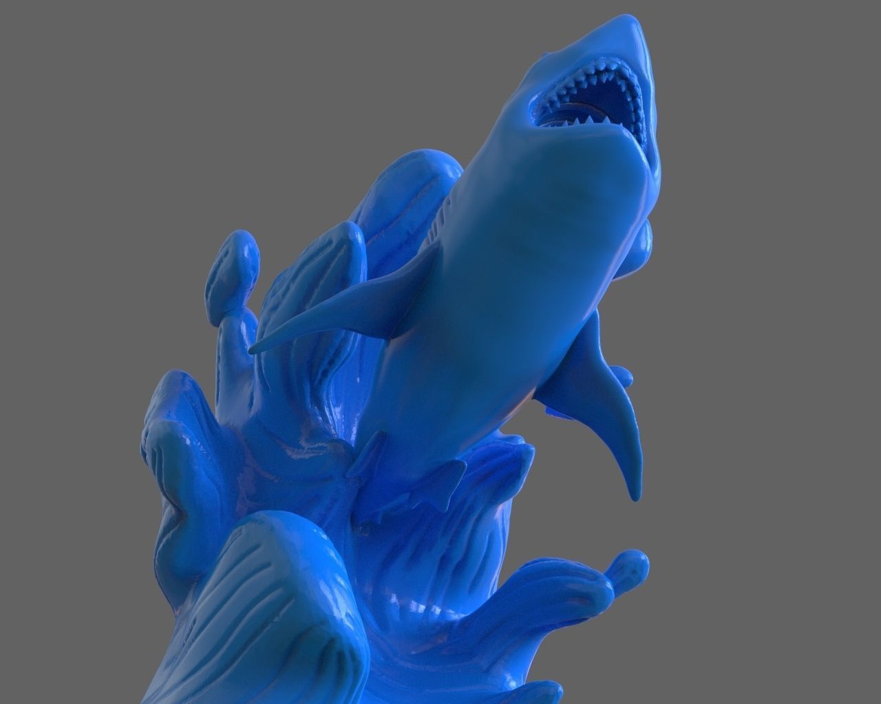 Jumping Shark Sculpure and ZBrush Timelapse 3D print model_10