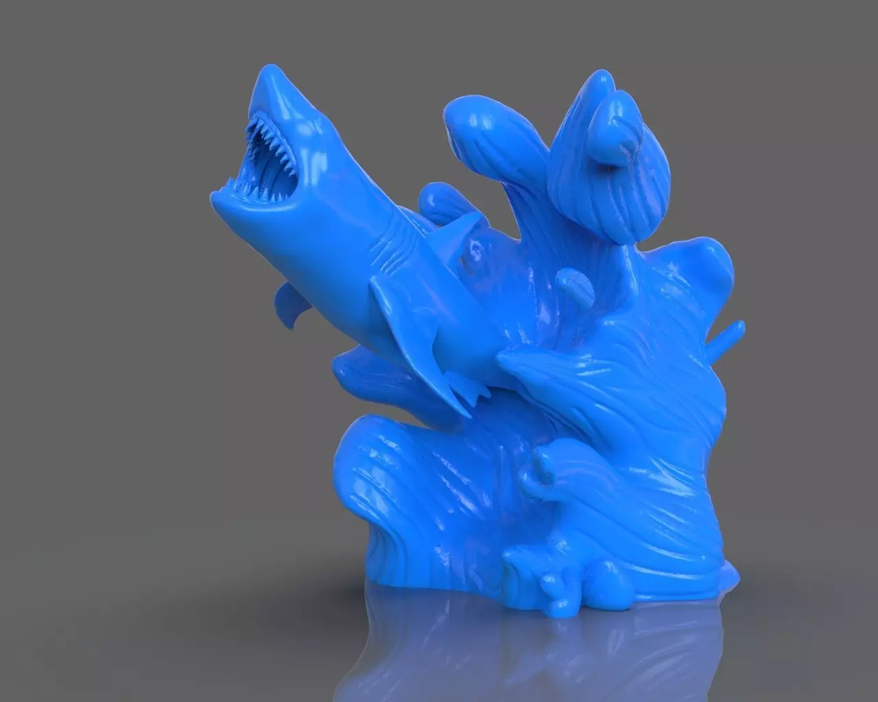 Jumping Shark Sculpure and ZBrush Timelapse 3D print model_0