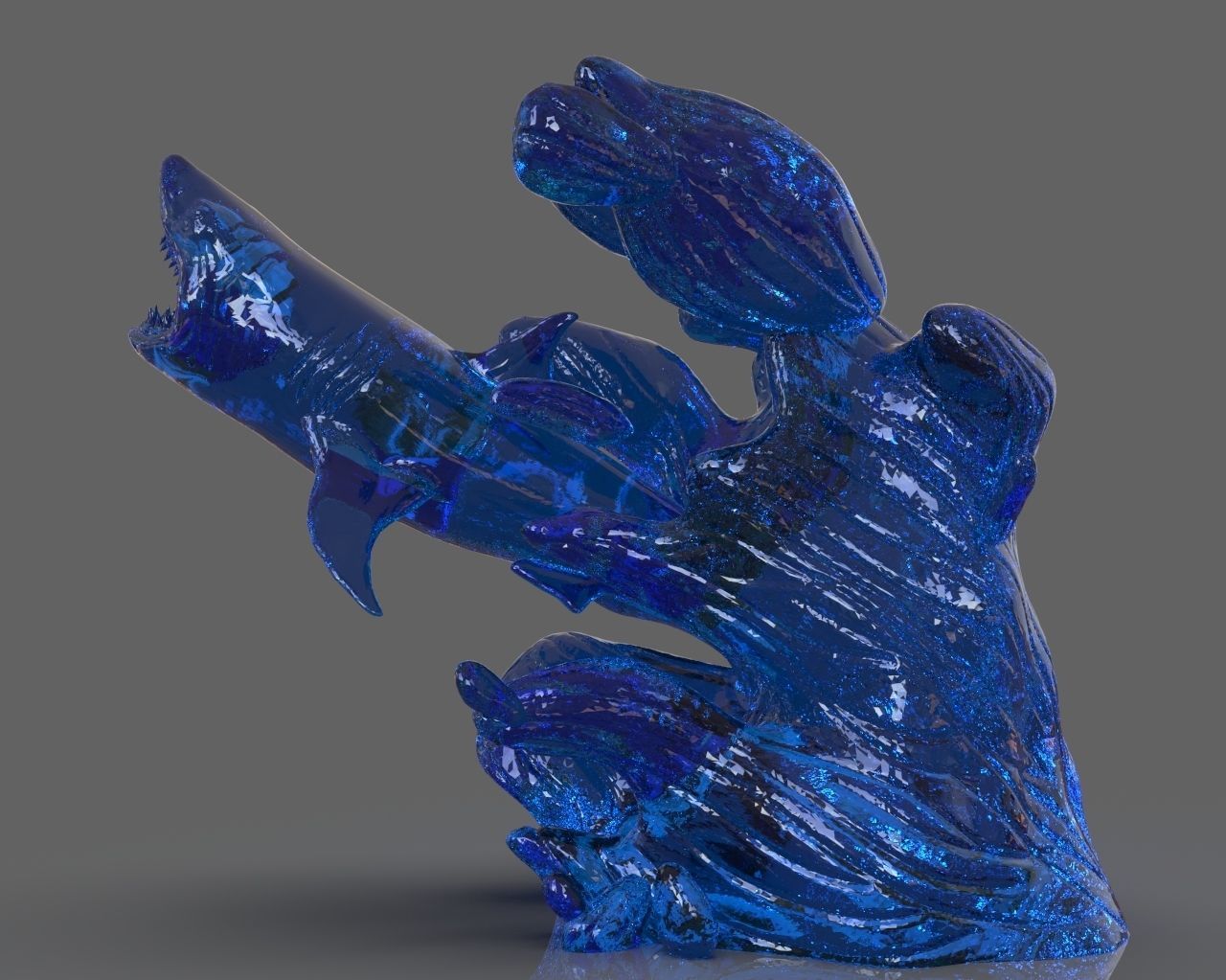 Jumping Shark Sculpure and ZBrush Timelapse 3D print model_14