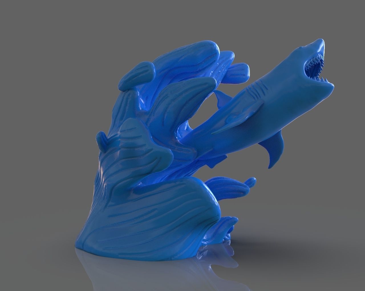 Jumping Shark Sculpure and ZBrush Timelapse 3D print model_9
