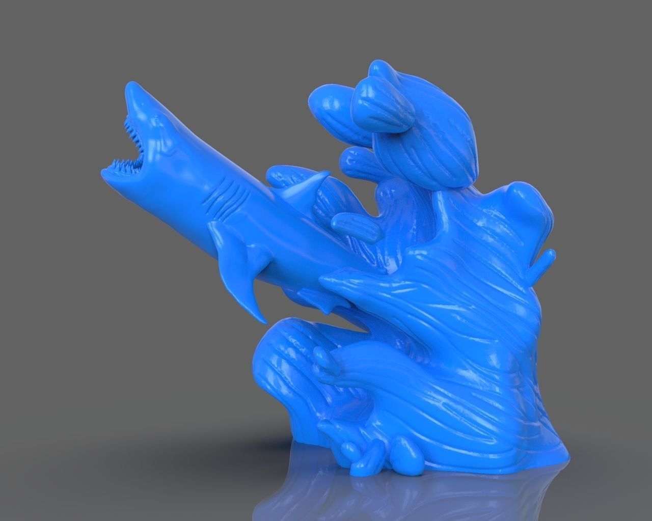 Jumping Shark Sculpure and ZBrush Timelapse 3D print model_8