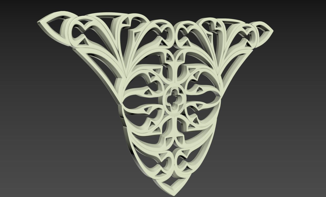 Seamless Gothic pattern 29 Low-poly 3D model_2