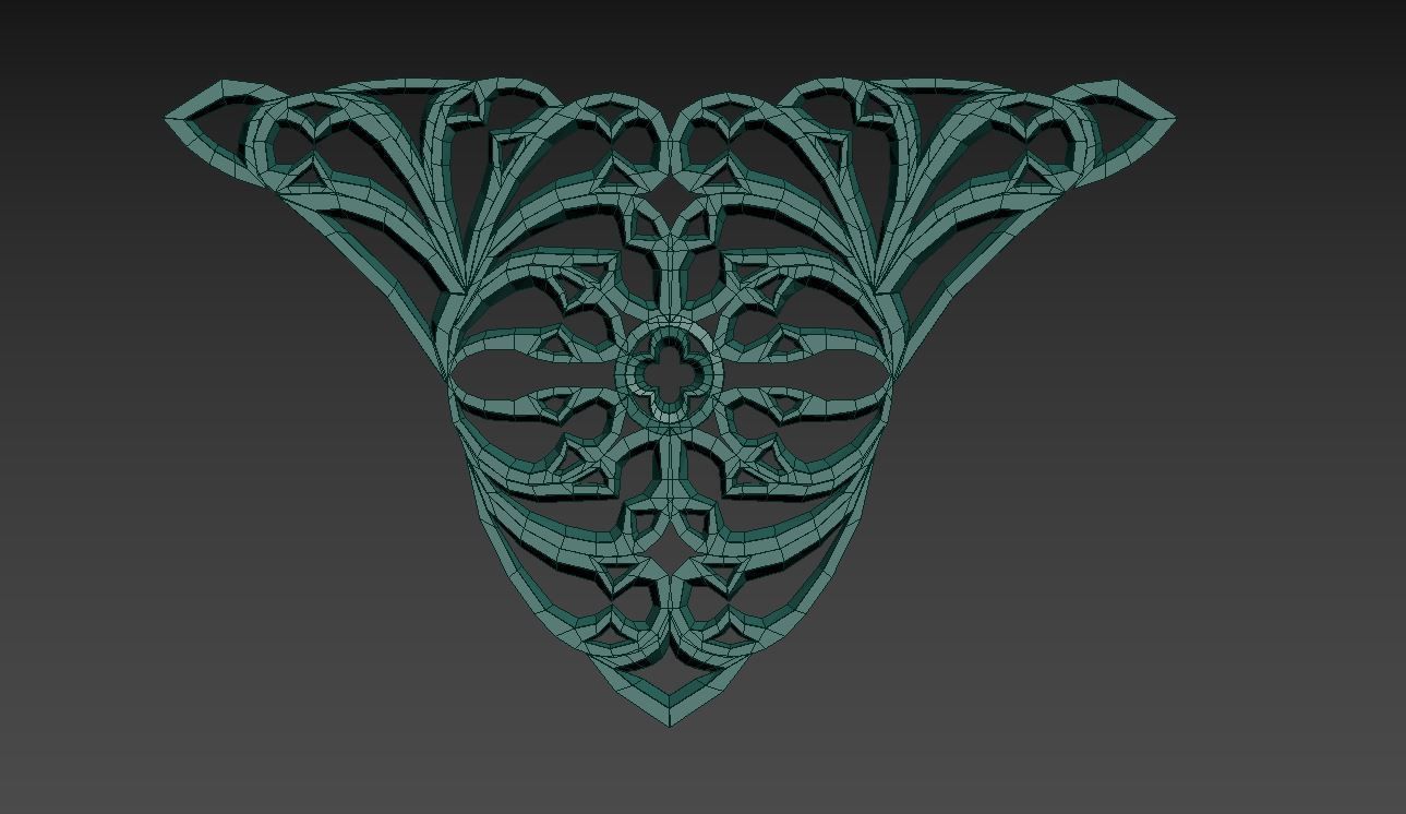 Seamless Gothic pattern 29 Low-poly 3D model_7