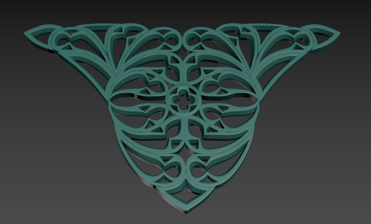 Seamless Gothic pattern 29 Low-poly 3D model_5