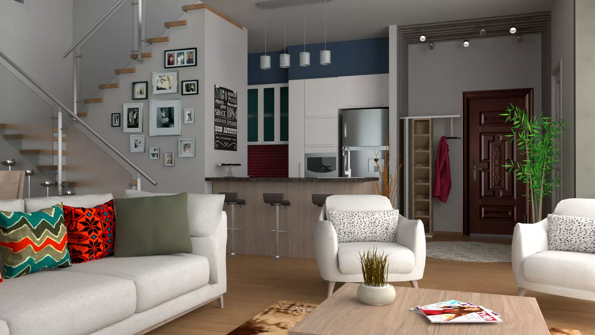 Living Room Design 3D model_0