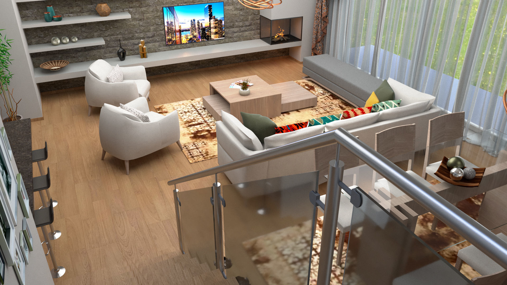 Living Room Design 3D model_2