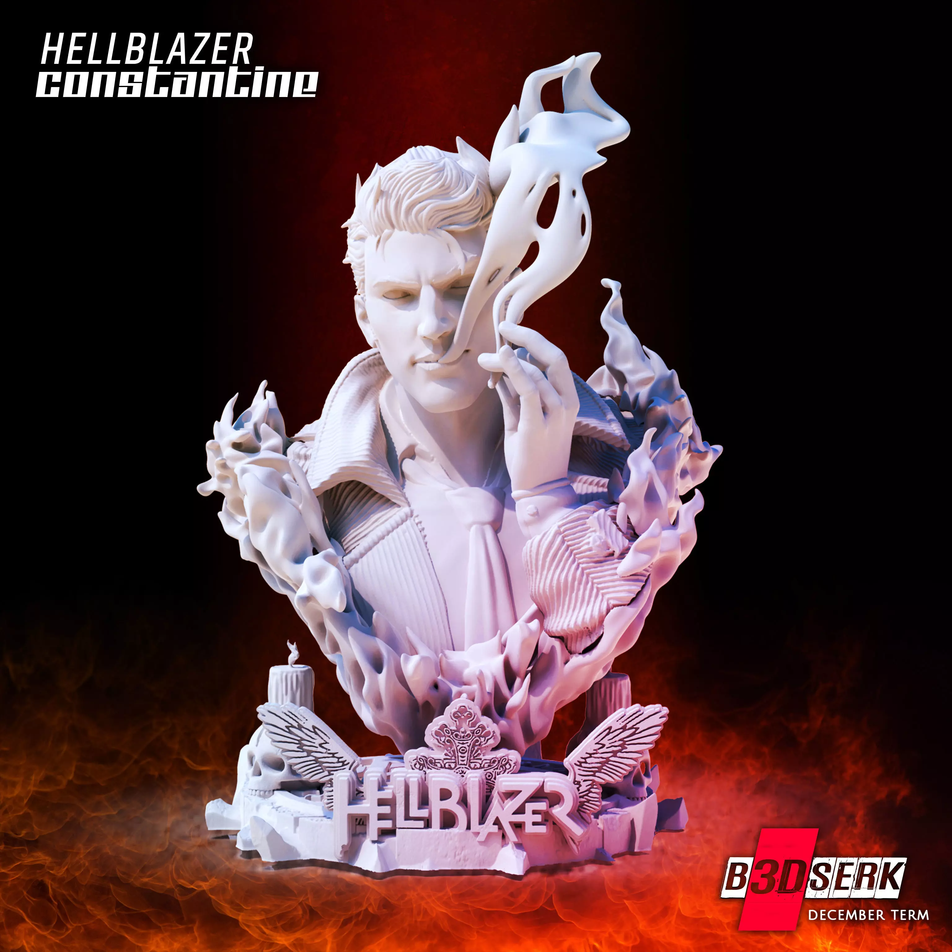 B3DSERK HellBlazer Constantine 3d Bust ready for printing Free 3D print model
