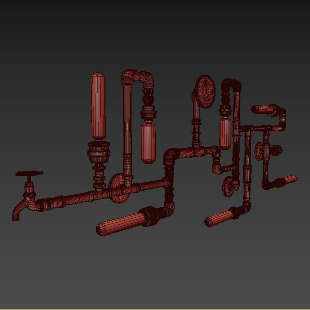 Wall lamp made of pipes LOFT 3D model_4