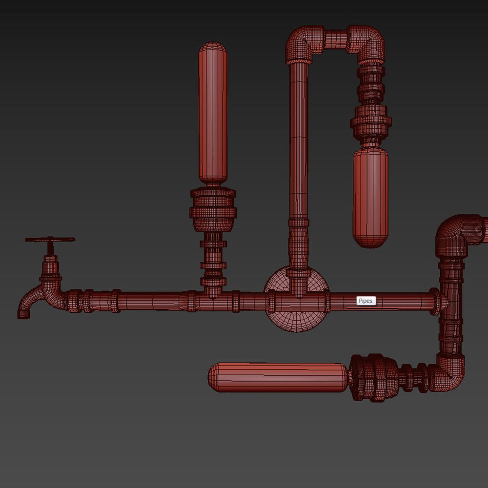 Wall lamp made of pipes LOFT 3D model_3