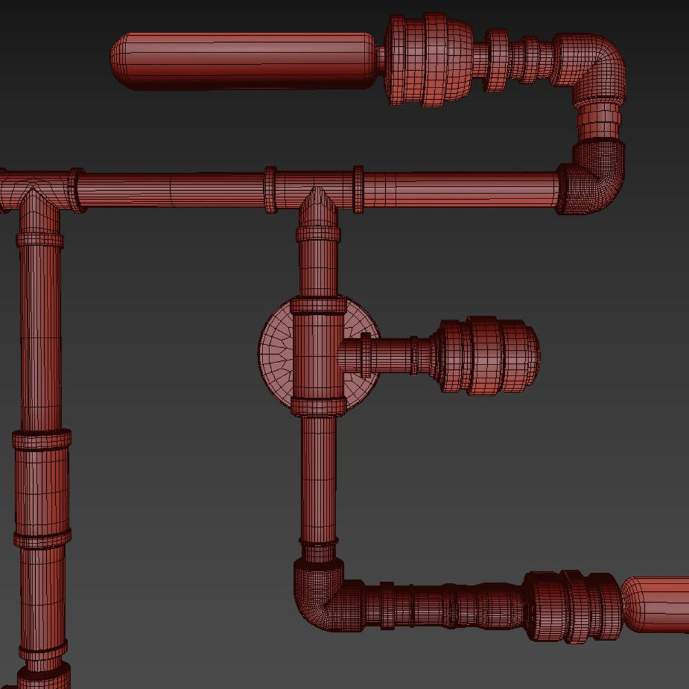Wall lamp made of pipes LOFT 3D model_2