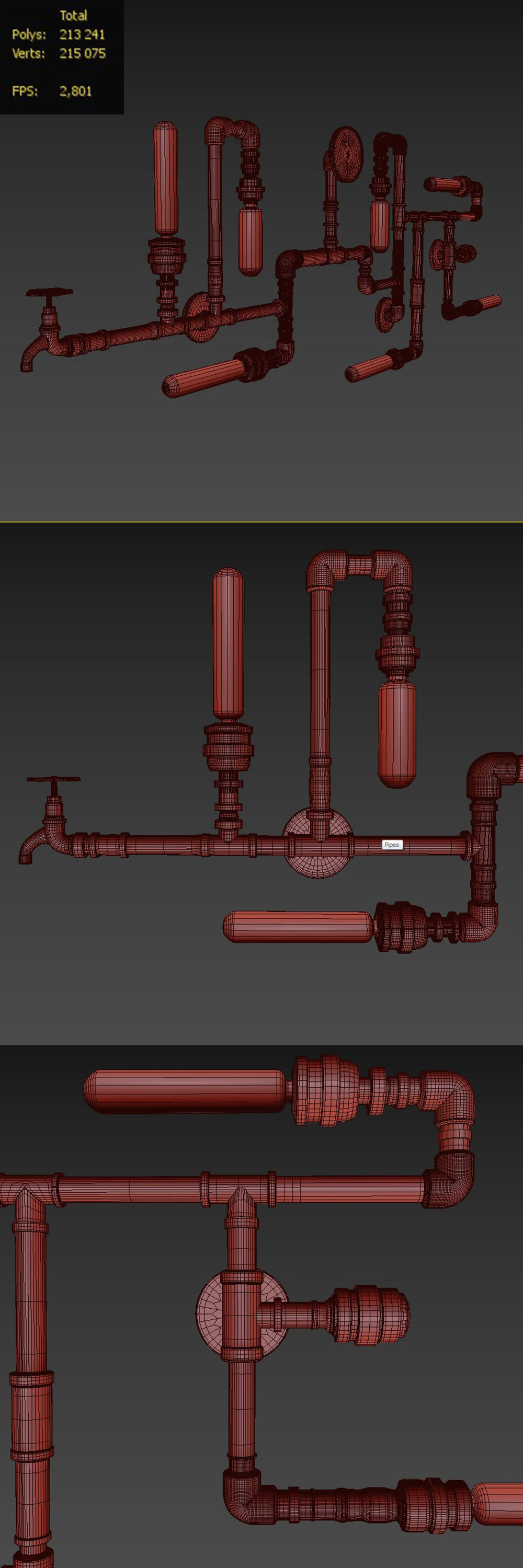 Wall lamp made of pipes LOFT 3D model_5