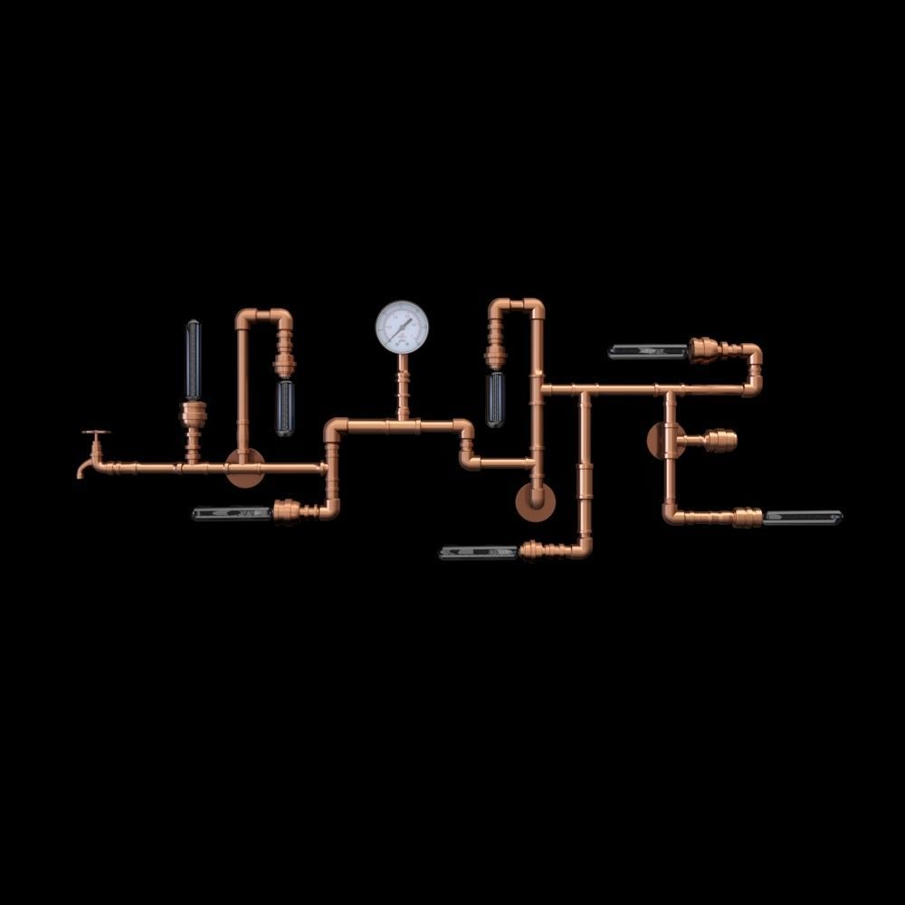 Wall lamp made of pipes LOFT 3D model_1
