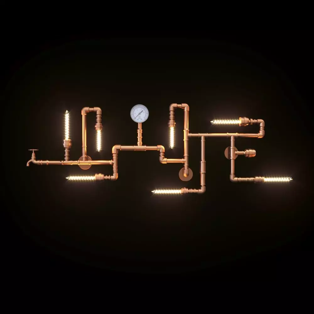 Wall lamp made of pipes LOFT 3D model_0