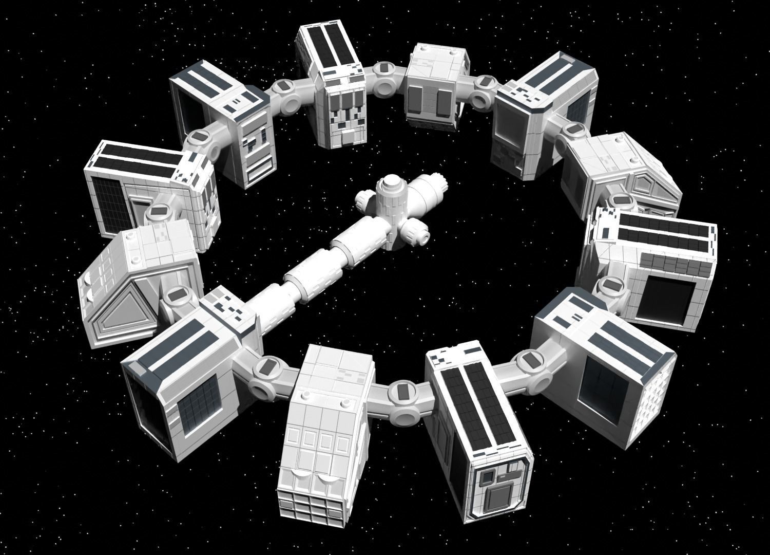 Spaceship endurance interstellar space ship Low-poly 3D model_14