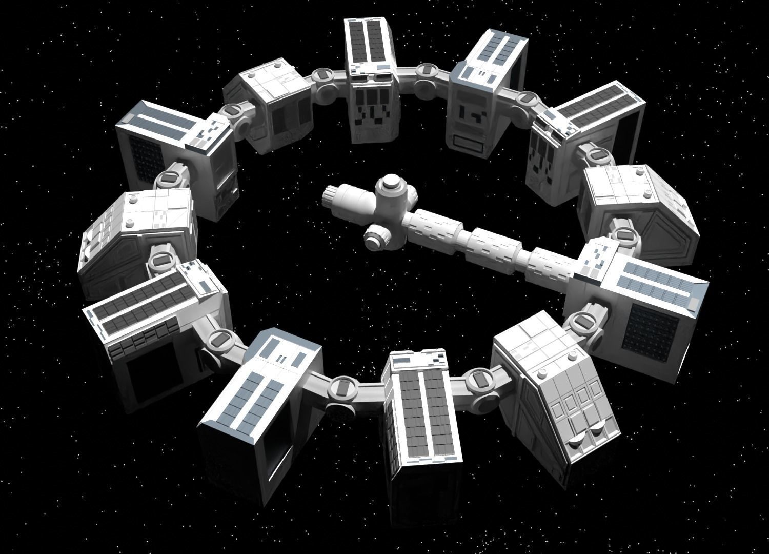 Spaceship endurance interstellar space ship Low-poly 3D model_12