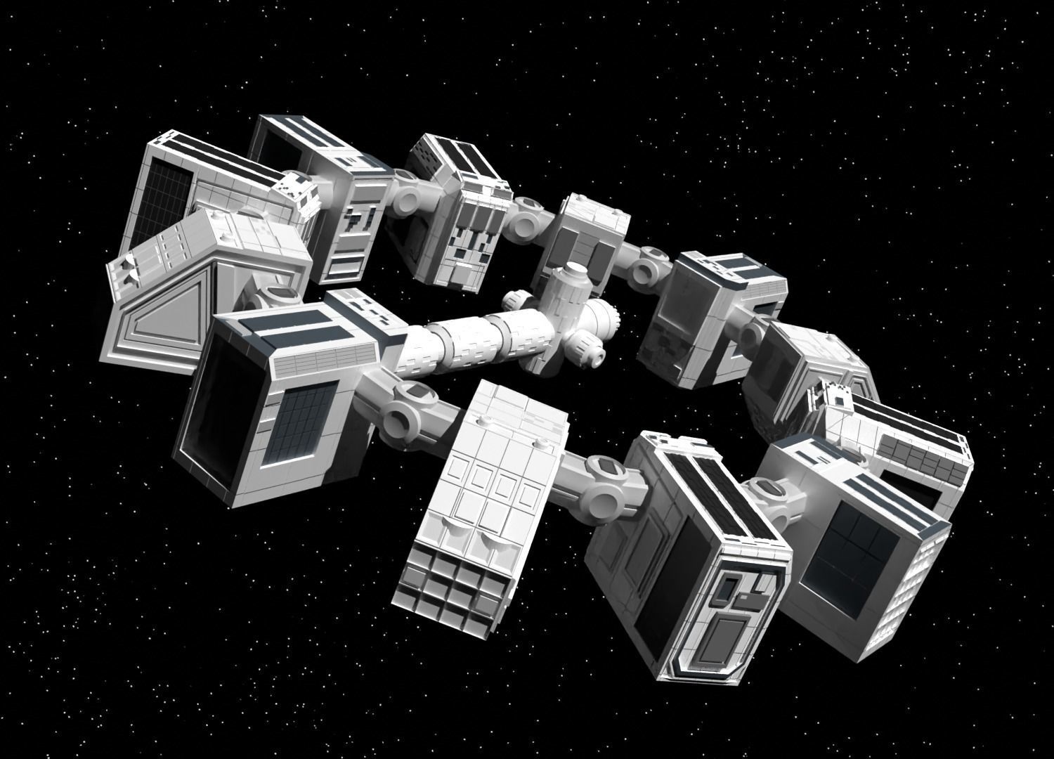 Spaceship endurance interstellar space ship Low-poly 3D model_15