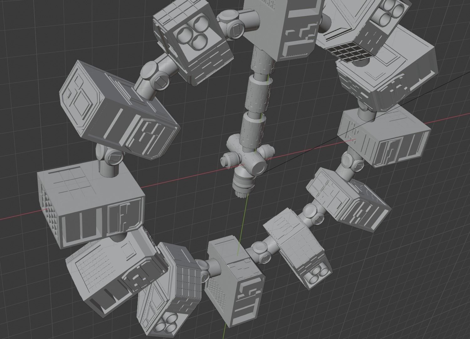 Spaceship endurance interstellar space ship Low-poly 3D model_10