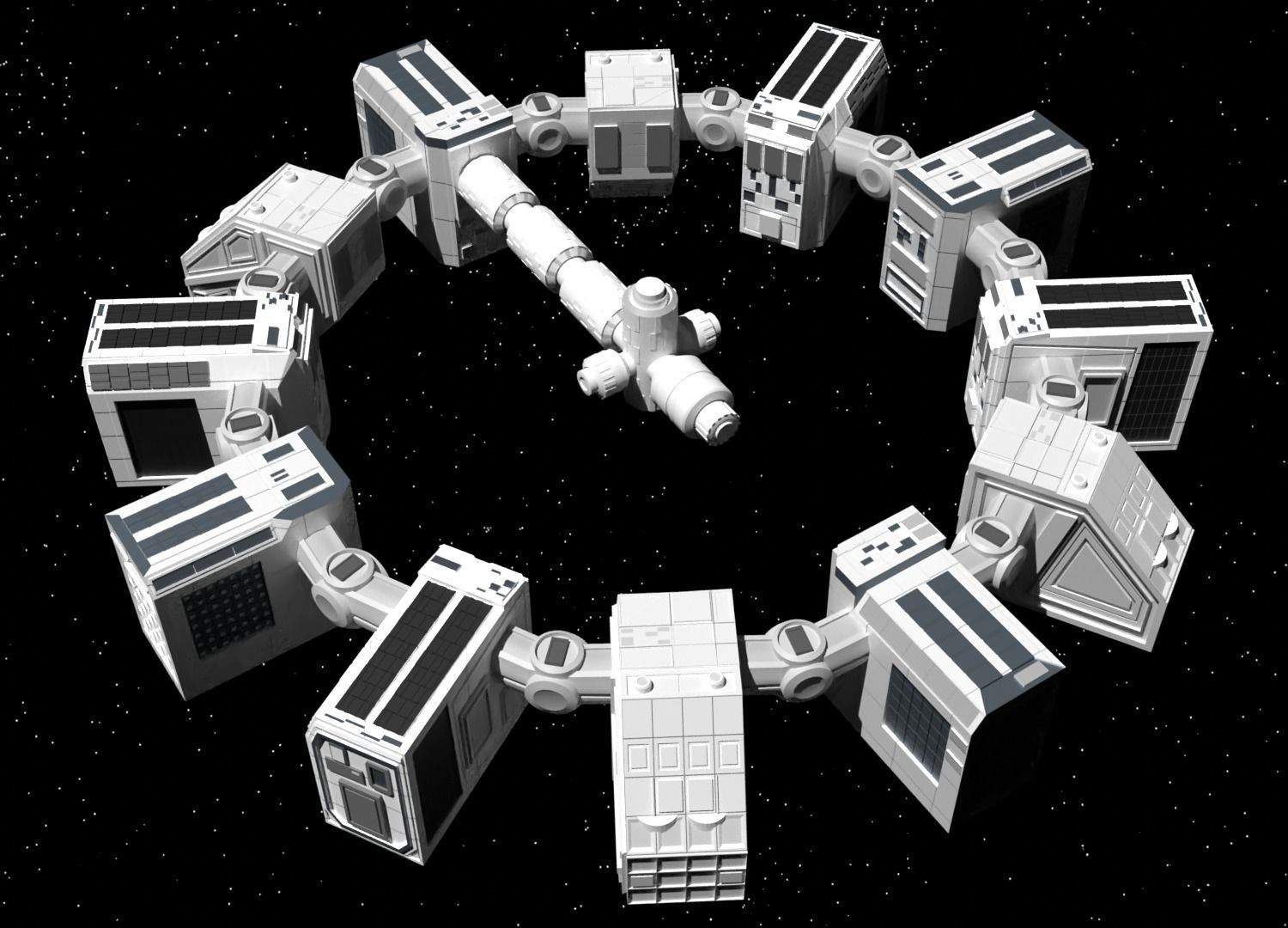 Spaceship endurance interstellar space ship Low-poly 3D model_1