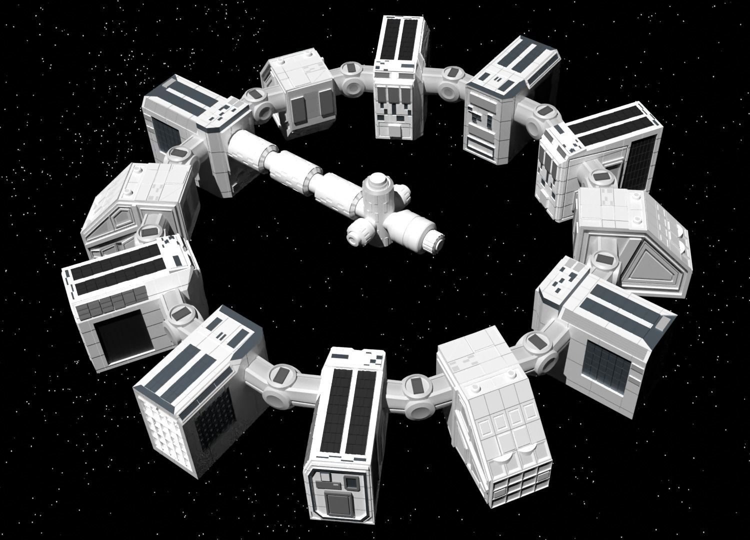 Spaceship endurance interstellar space ship Low-poly 3D model_17