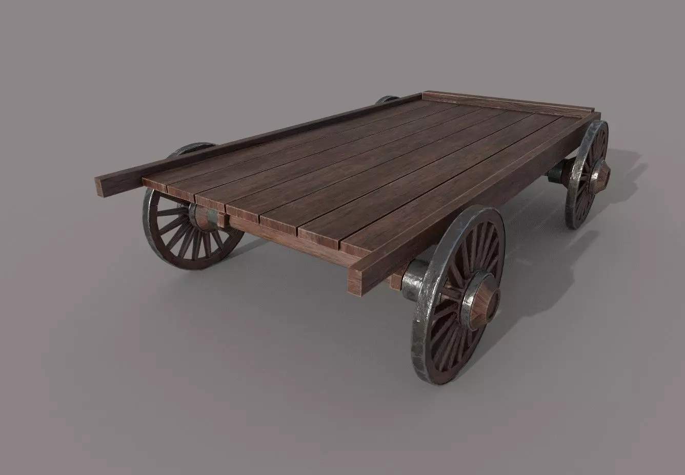 Wooden Cart Low-poly 3D model