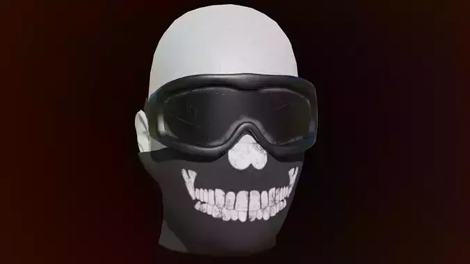 Military Mask and Goggles Skeleton Design Low-poly 3D model