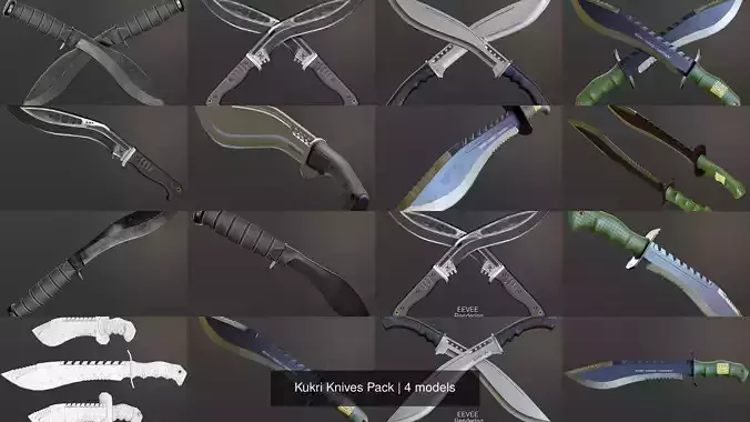 Kukri Knives Pack 3D Model Collection