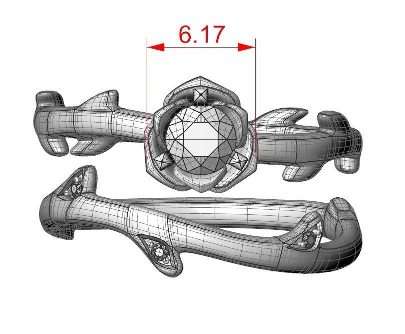 wedding rings twig with leaf flower 3D print model_26
